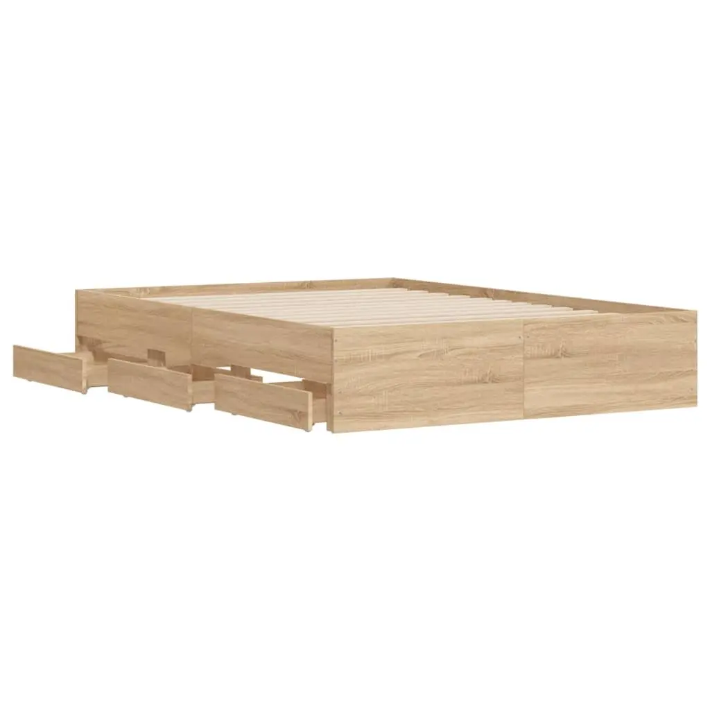 Bed Frame with Storage Drawers in Brown