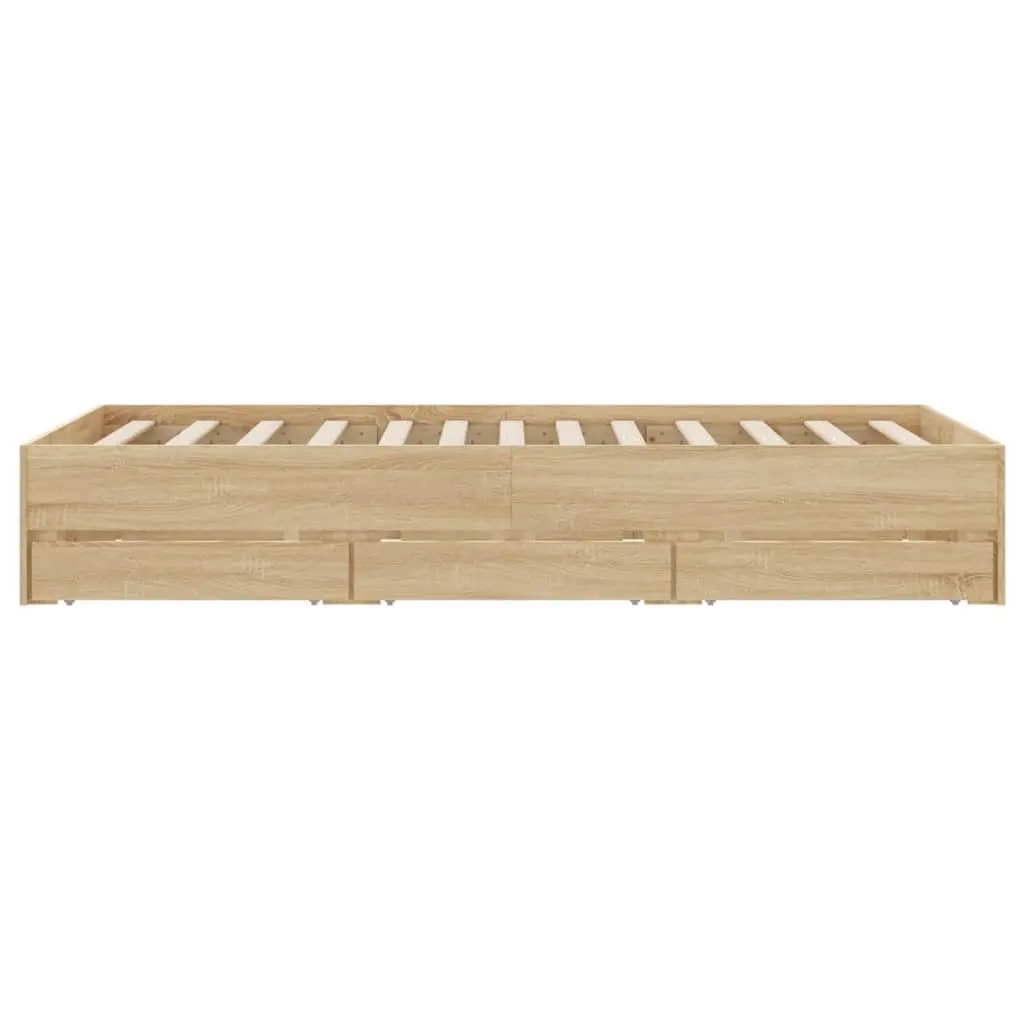 Bed Frame with Storage Drawers in Brown