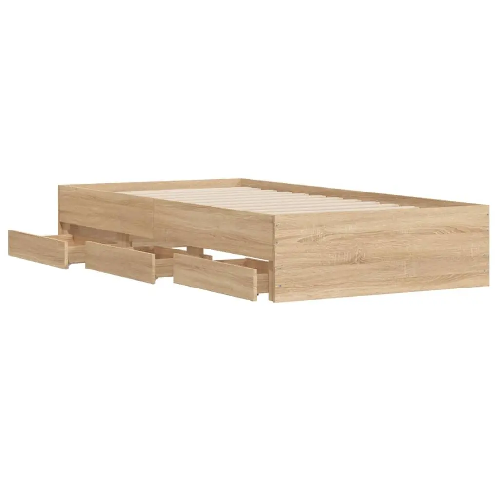 Sonoma Oak Bed Frame with Storage Drawers 90x190 cm