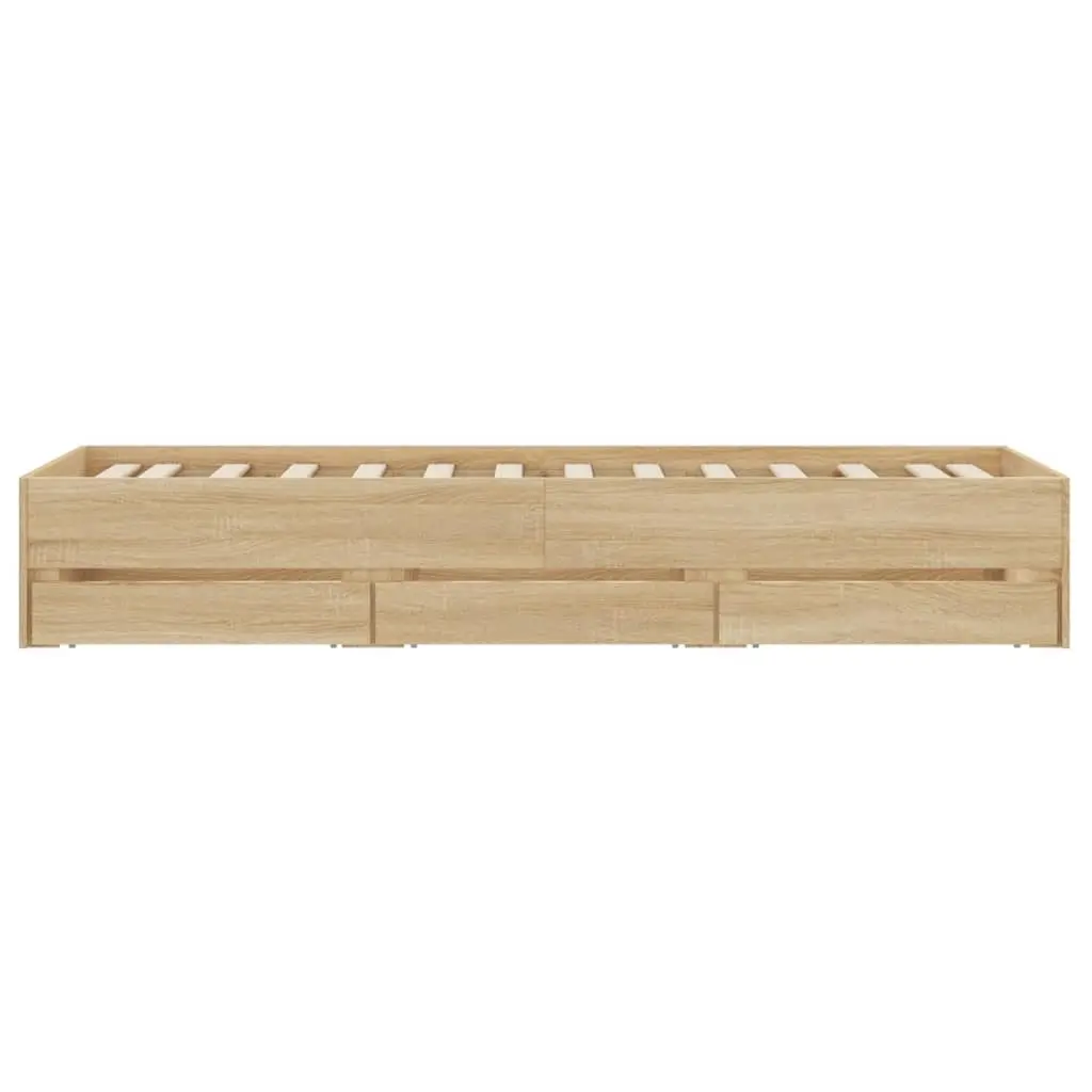 Sonoma Oak Bed Frame with Storage Drawers 90x190 cm