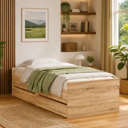 Storage Drawer Bed Frame with Slatted Base 90x190cm