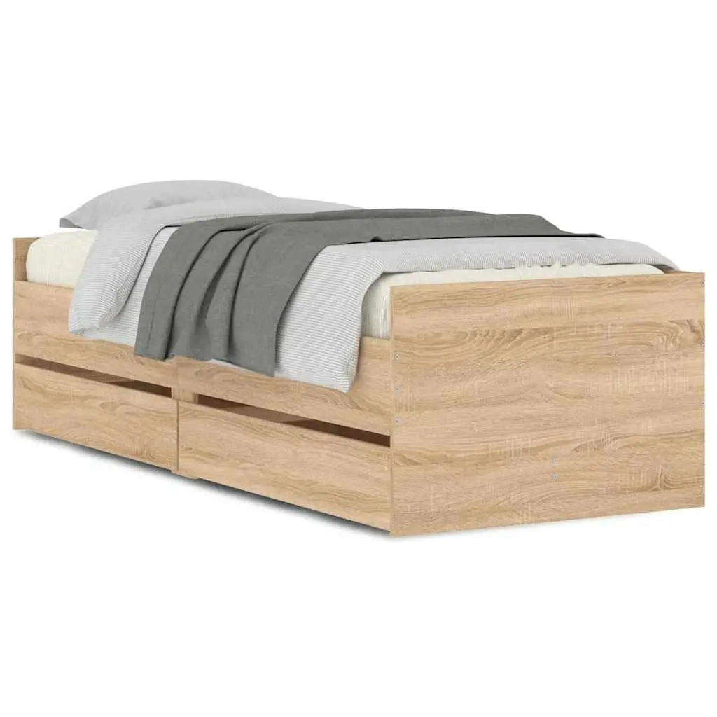Storage Drawer Bed Frame with Slatted Base 90x190cm
