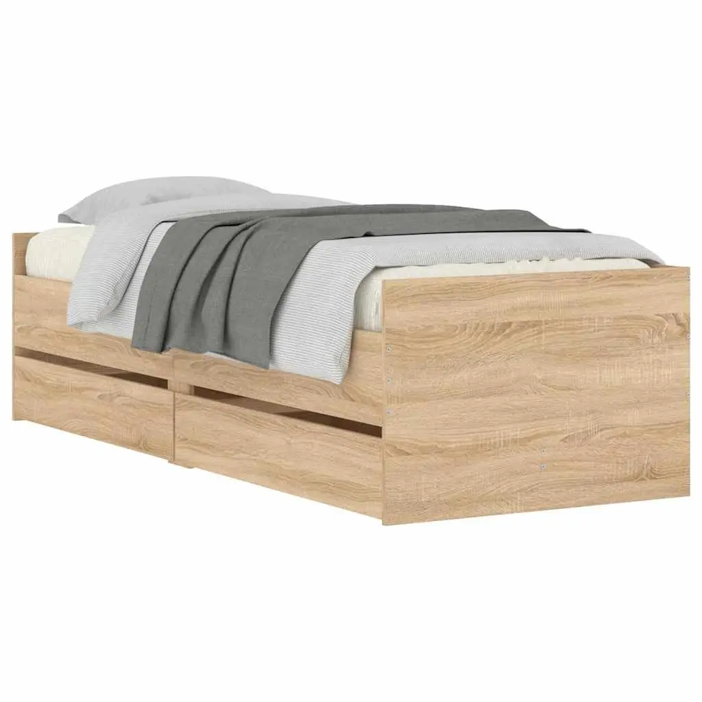 Storage Drawer Bed Frame with Slatted Base 90x190cm