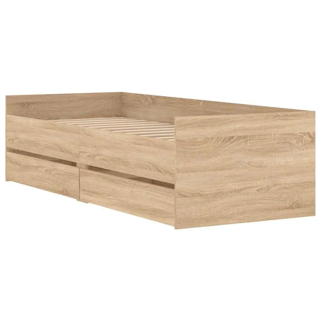 Storage Drawer Bed Frame with Slatted Base 90x190cm