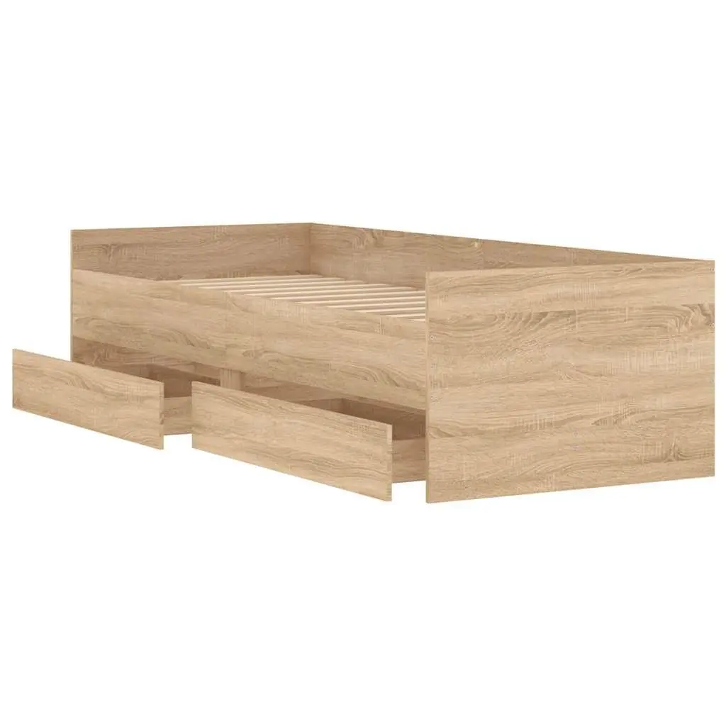 Storage Drawer Bed Frame with Slatted Base 90x190cm