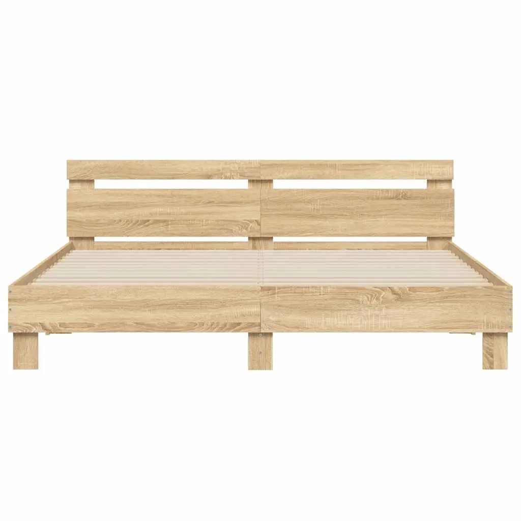 King Bed Frame Sonoma Oak Brown Engineered Wood 183 x 203 cm