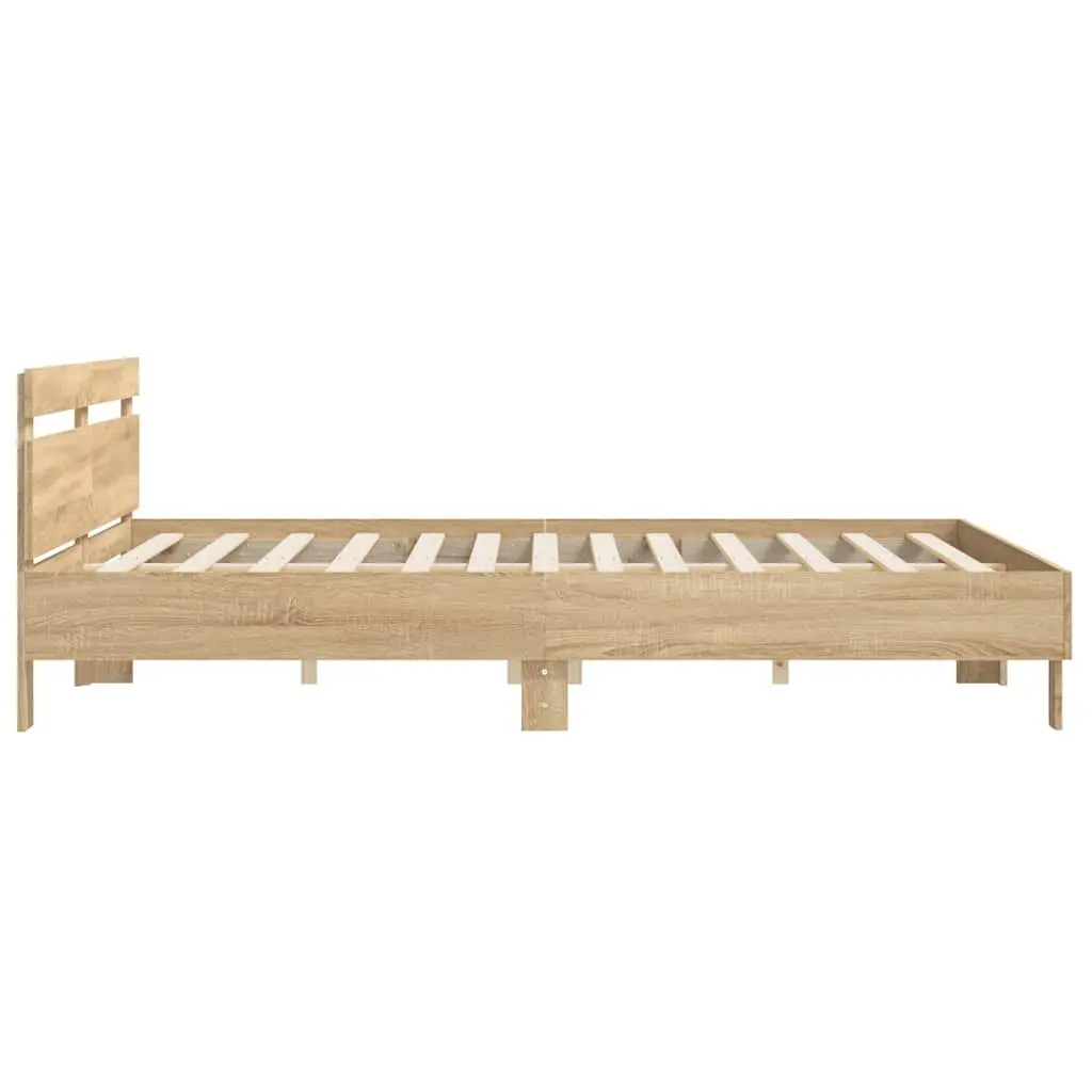 King Bed Frame Sonoma Oak Brown Engineered Wood 183 x 203 cm