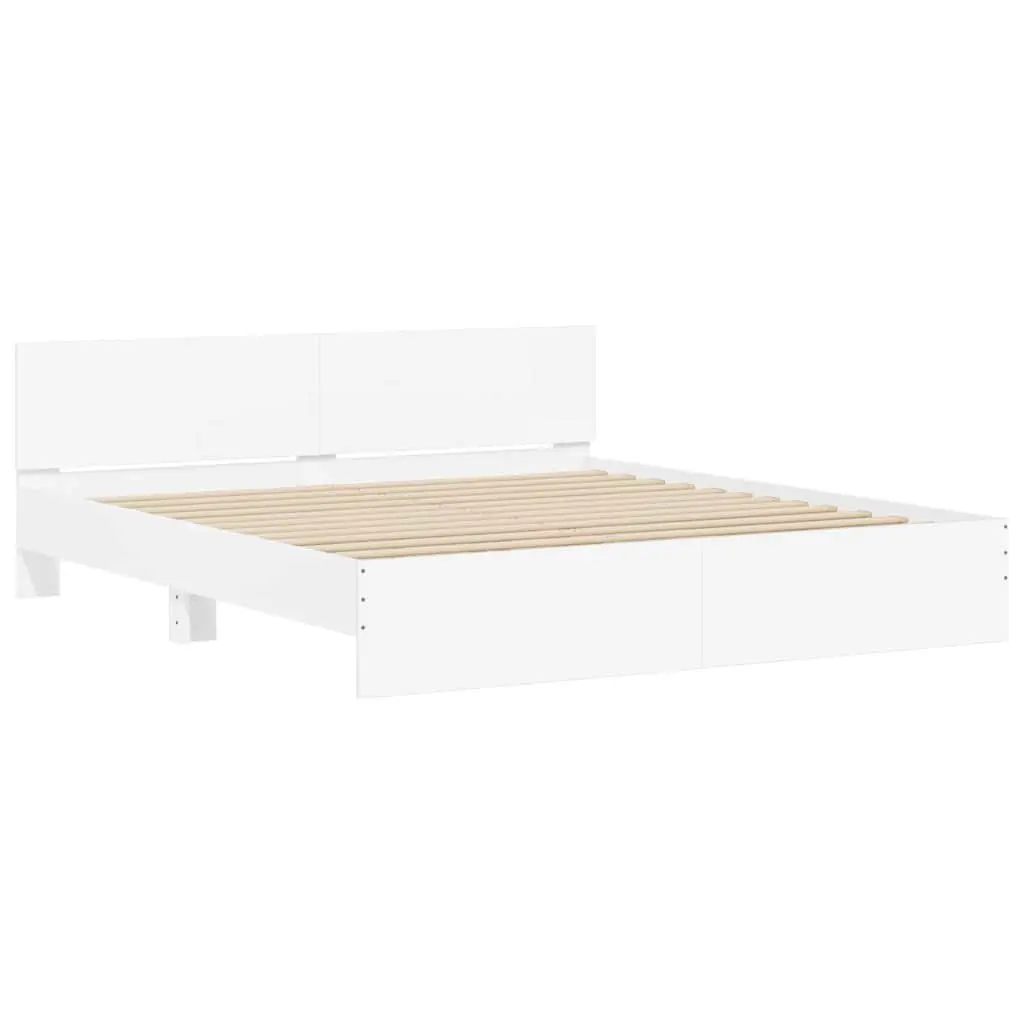 White King Bed Frame with Slatted Base 183x203 cm