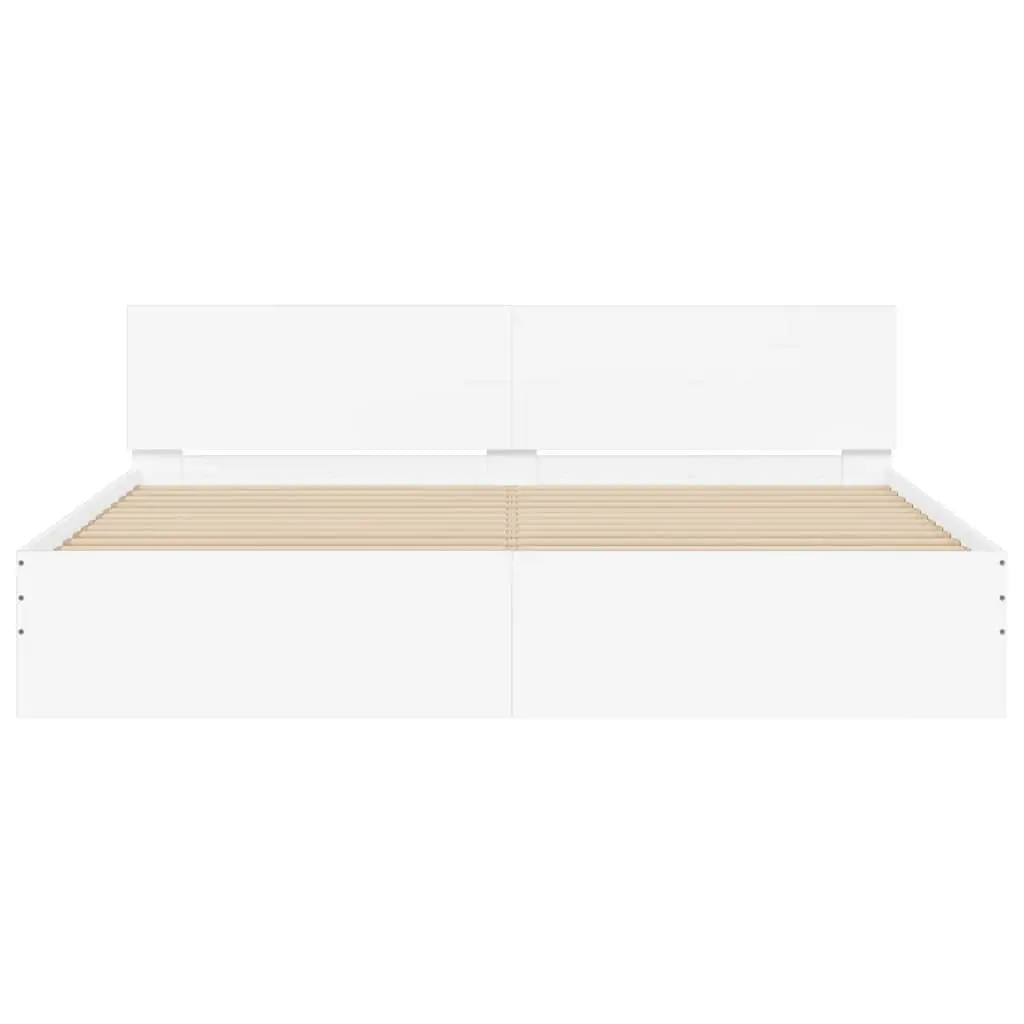 White King Bed Frame with Slatted Base 183x203 cm