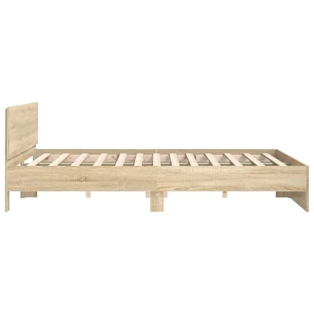 Bed Frame Sonoma Oak 150x200 cm Engineered Wood Slatted Base Support