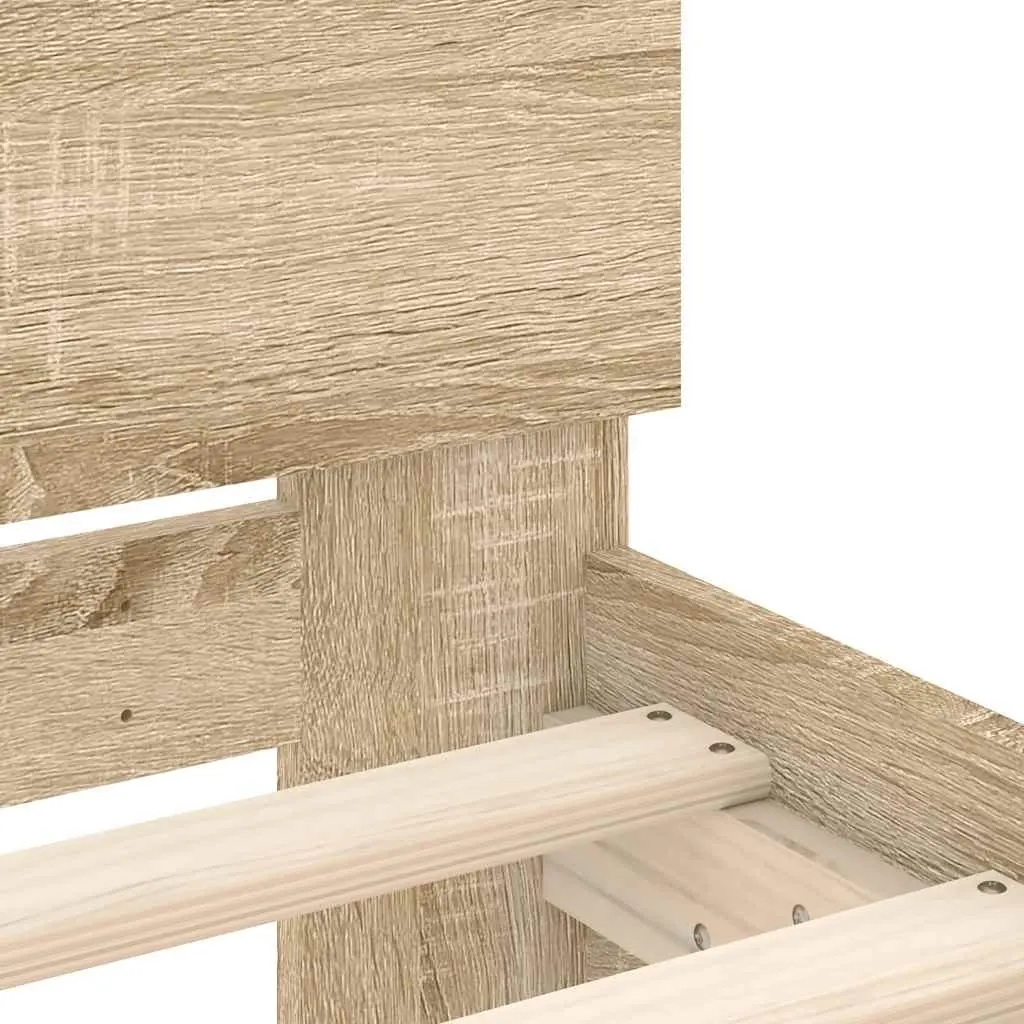 Bed Frame Sonoma Oak 150x200 cm Engineered Wood Slatted Base Support