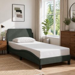 Grey Fabric Bed Frame with Headboard 90x190 cm
