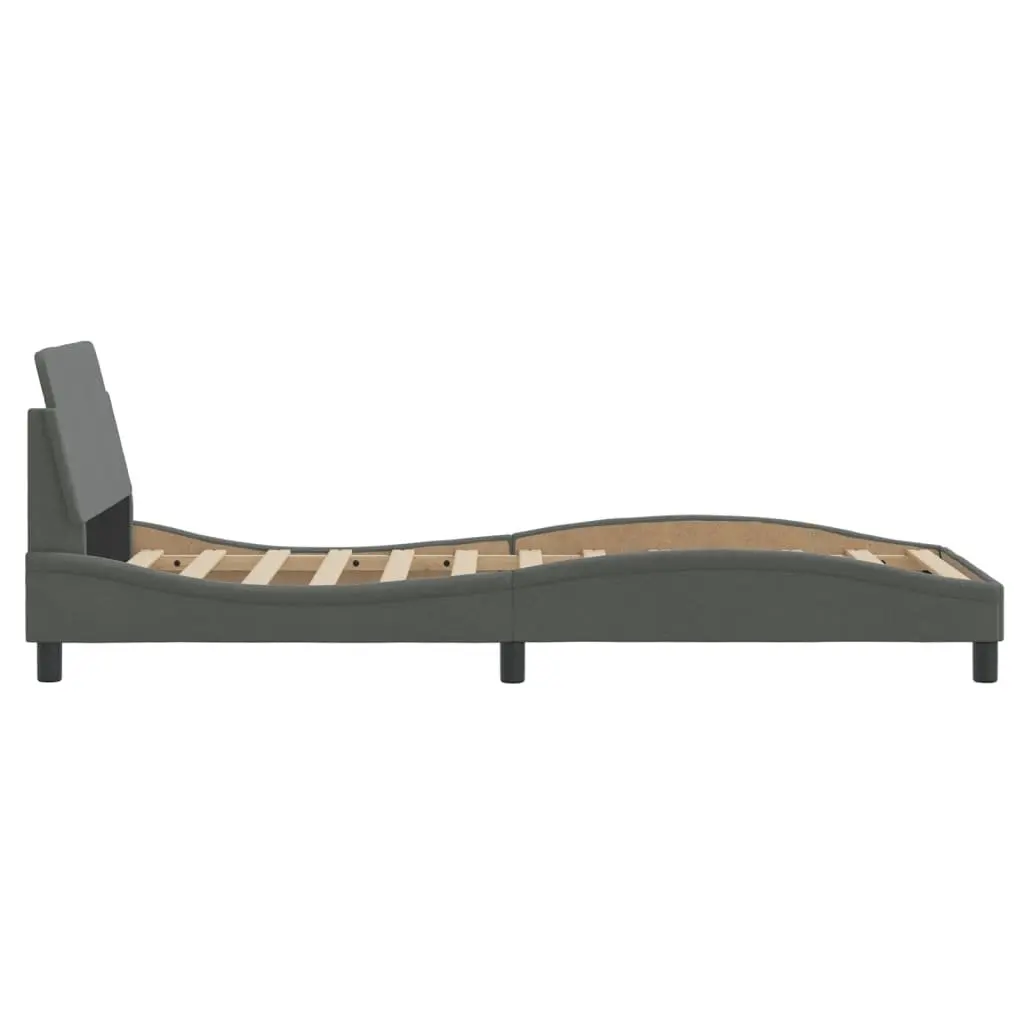 Grey Fabric Bed Frame with Headboard 90x190 cm
