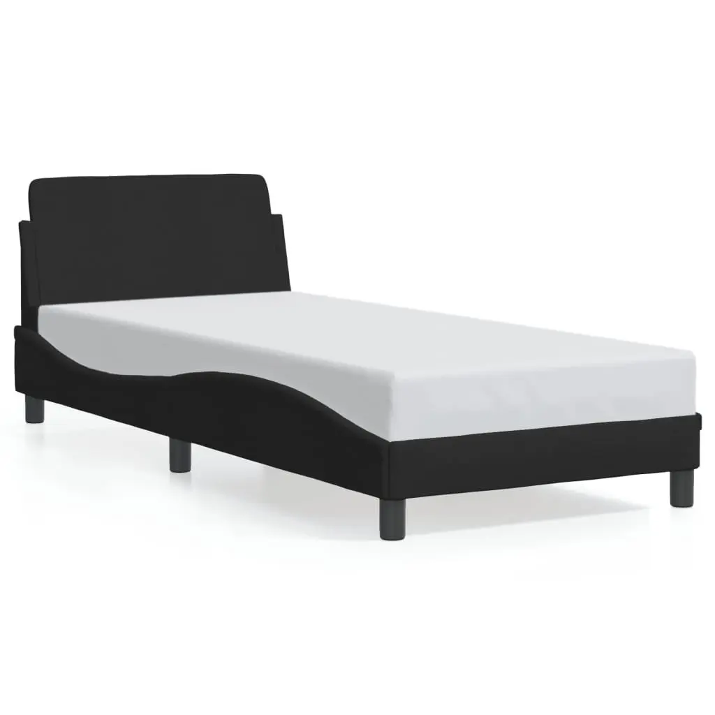 Black Fabric Bed Frame with Headboard 90x190 cm