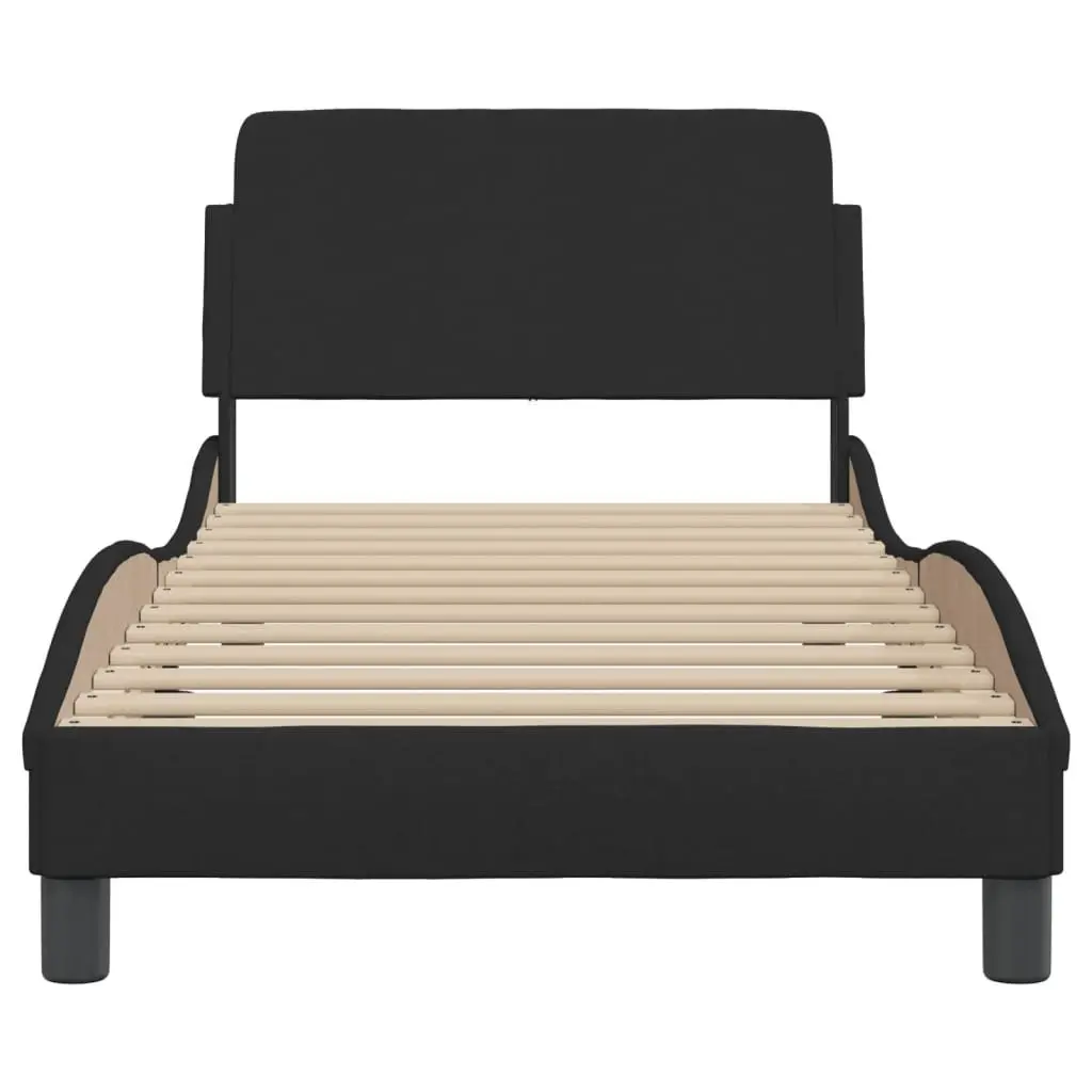 Black Fabric Bed Frame with Headboard 90x190 cm
