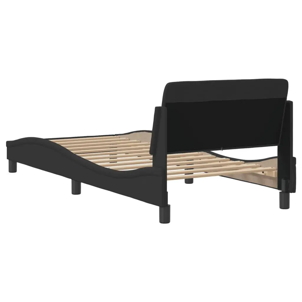 Black Fabric Bed Frame with Headboard 90x190 cm