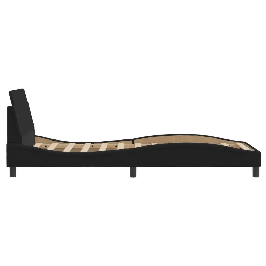 Black Fabric Bed Frame with Headboard 90x190 cm