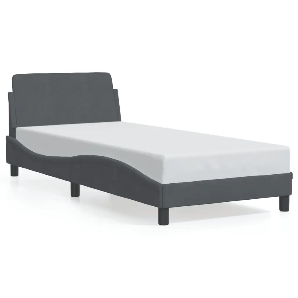 Bed Frame with Headboard Grey Velvet 90x190 cm Bedroom Furniture Slatted Base