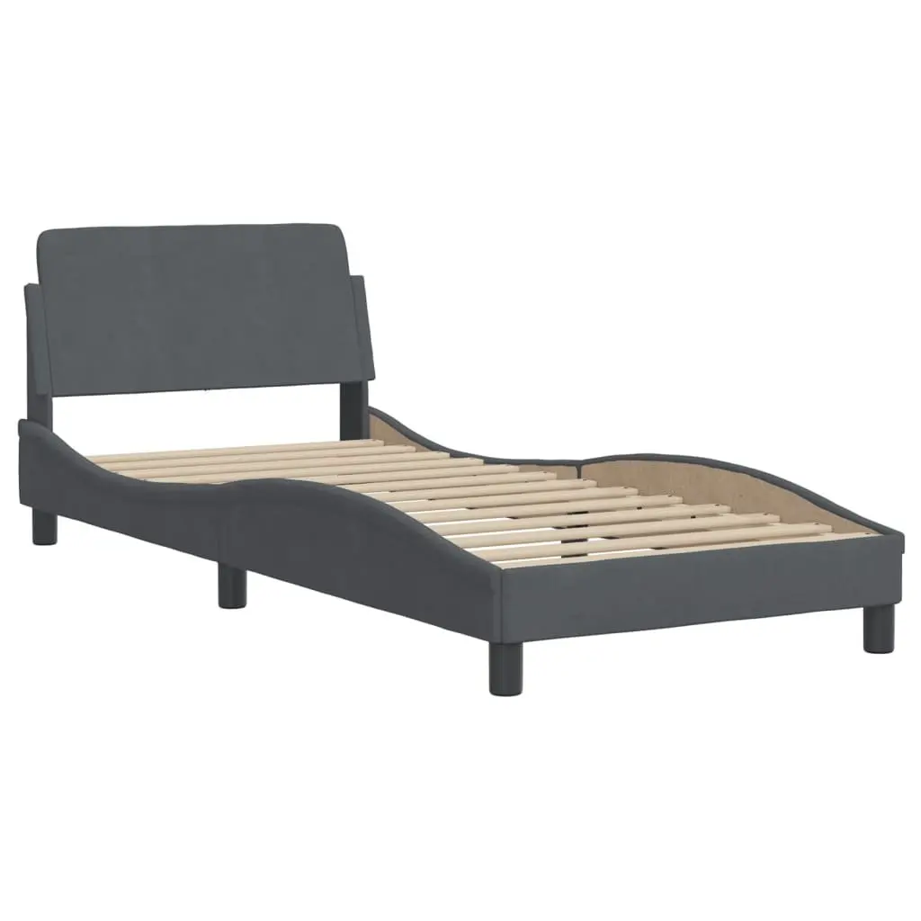Bed Frame with Headboard Grey Velvet 90x190 cm Bedroom Furniture Slatted Base