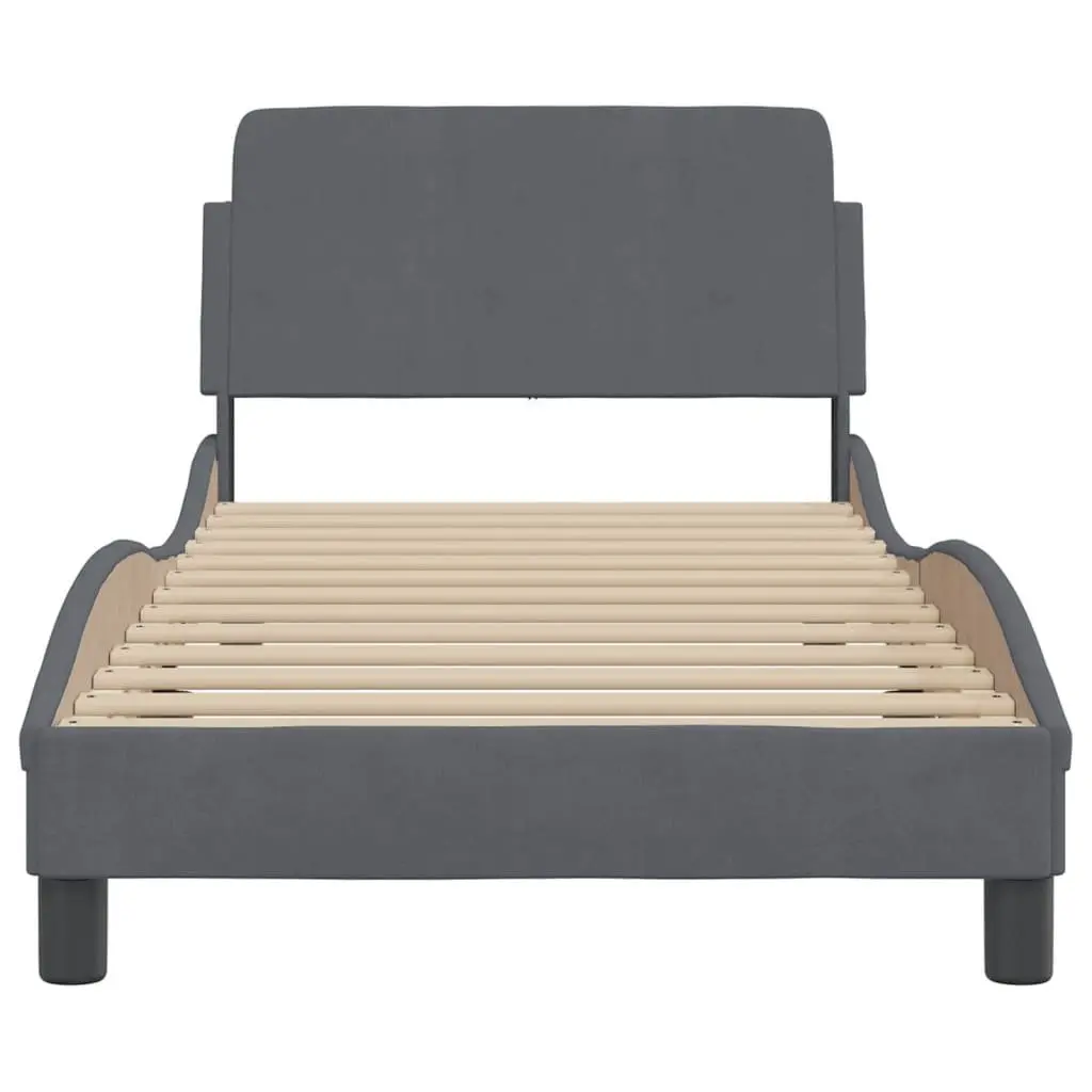 Bed Frame with Headboard Grey Velvet 90x190 cm Bedroom Furniture Slatted Base