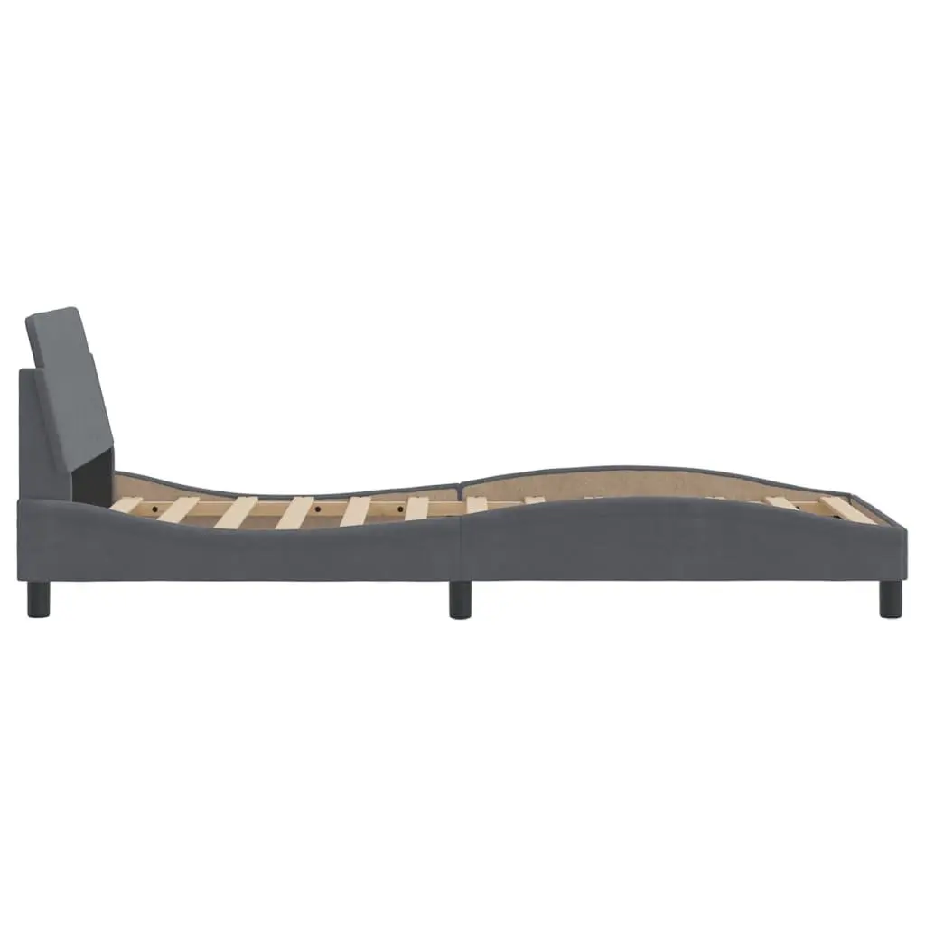 Bed Frame with Headboard Grey Velvet 90x190 cm Bedroom Furniture Slatted Base