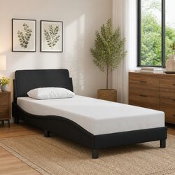 Stylish Black Faux Leather Bed Frame with Headboard