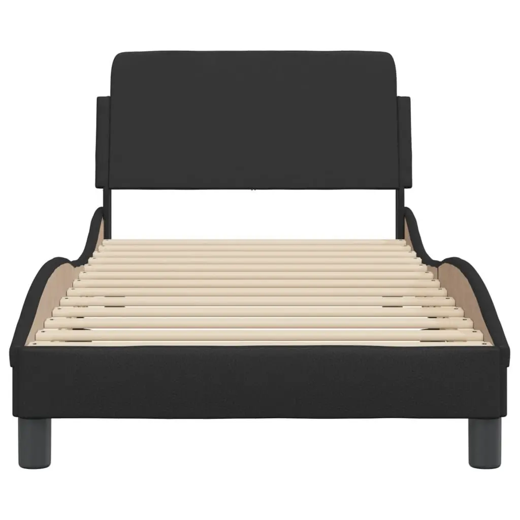 Black Faux Leather Bed Frame with Headboard