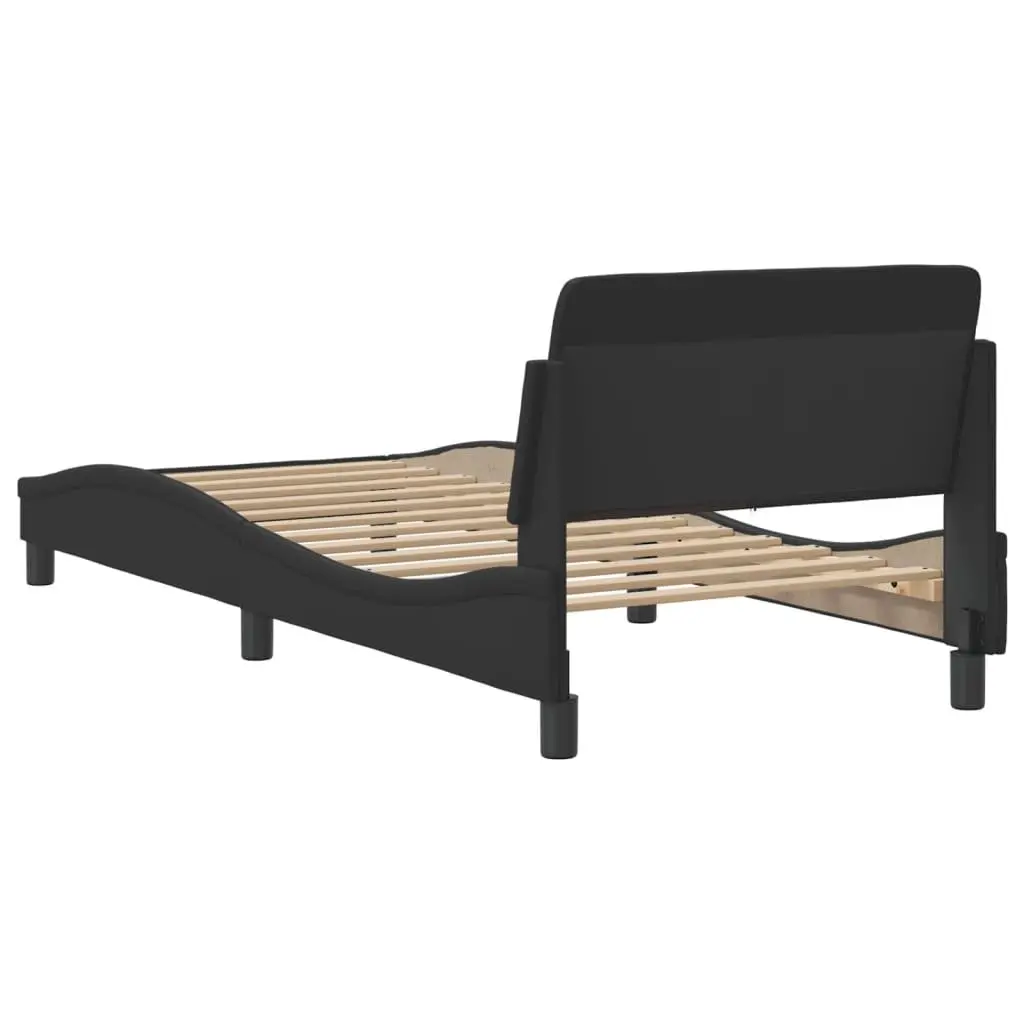 Black Faux Leather Bed Frame with Headboard