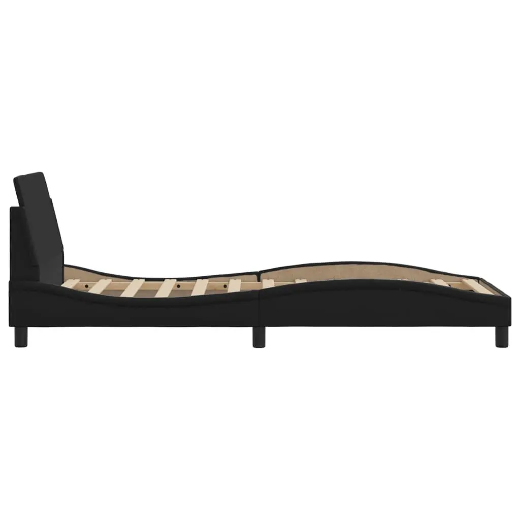 Black Faux Leather Bed Frame with Headboard