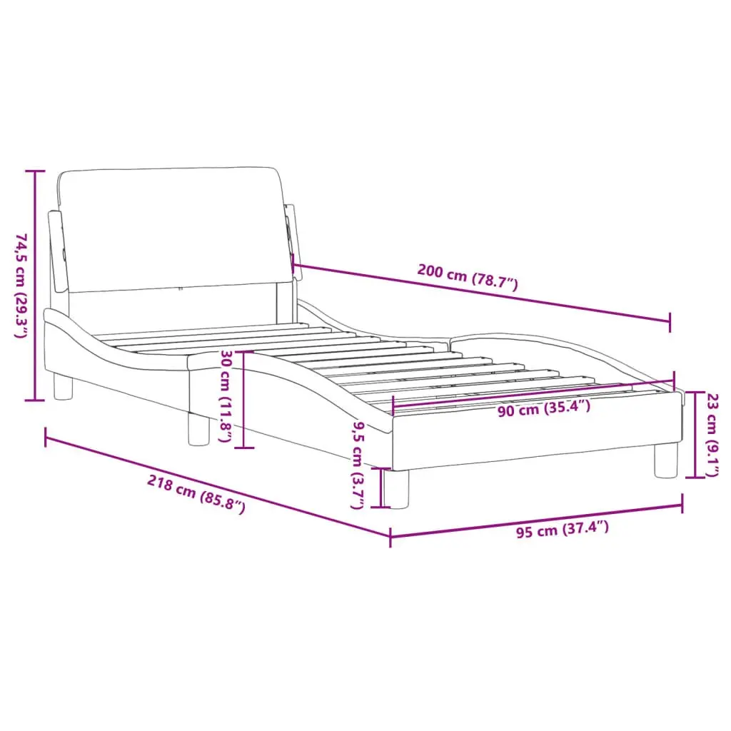 Black Faux Leather Bed Frame with Headboard