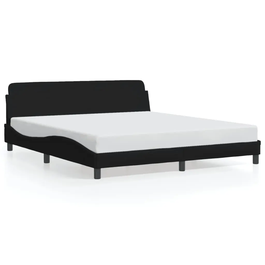 King Bed Frame with Black Fabric Headboard 180x200cm