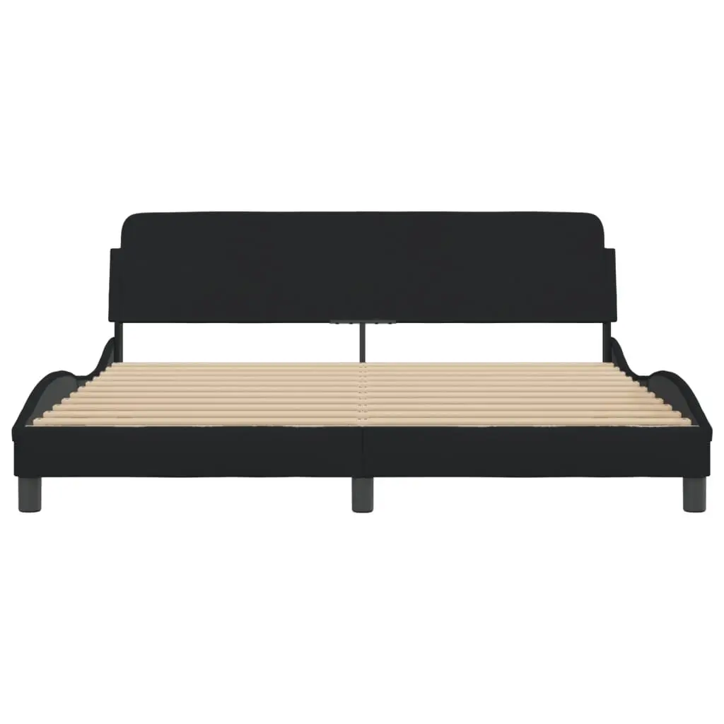 King Bed Frame with Black Fabric Headboard 180x200cm