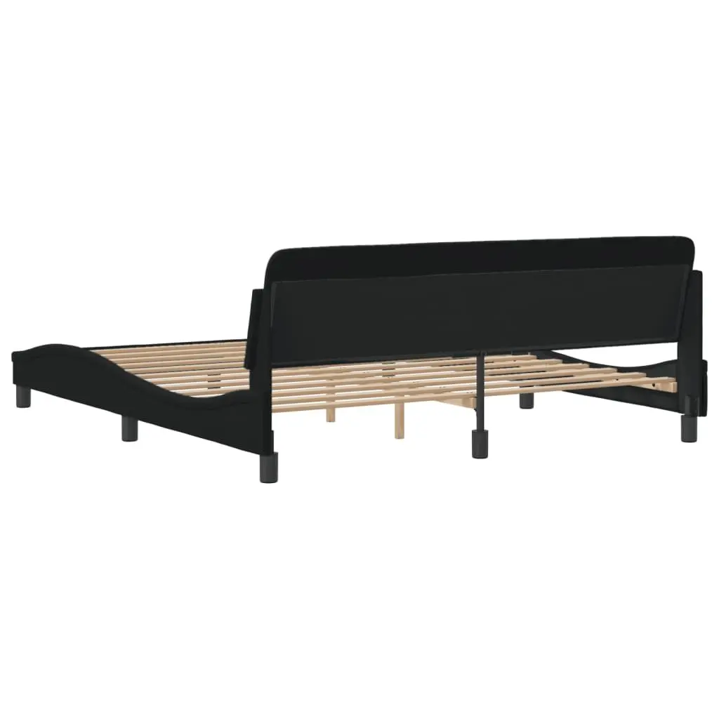 King Bed Frame with Black Fabric Headboard 180x200cm