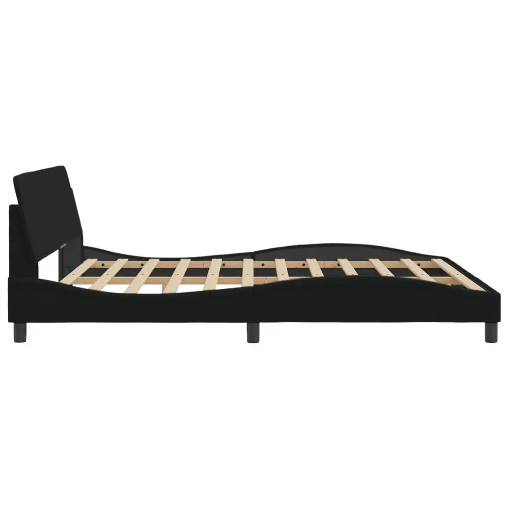 King Bed Frame with Black Fabric Headboard 180x200cm
