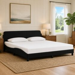 Luxurious King Size Bed Frame with Black Velvet Headboard