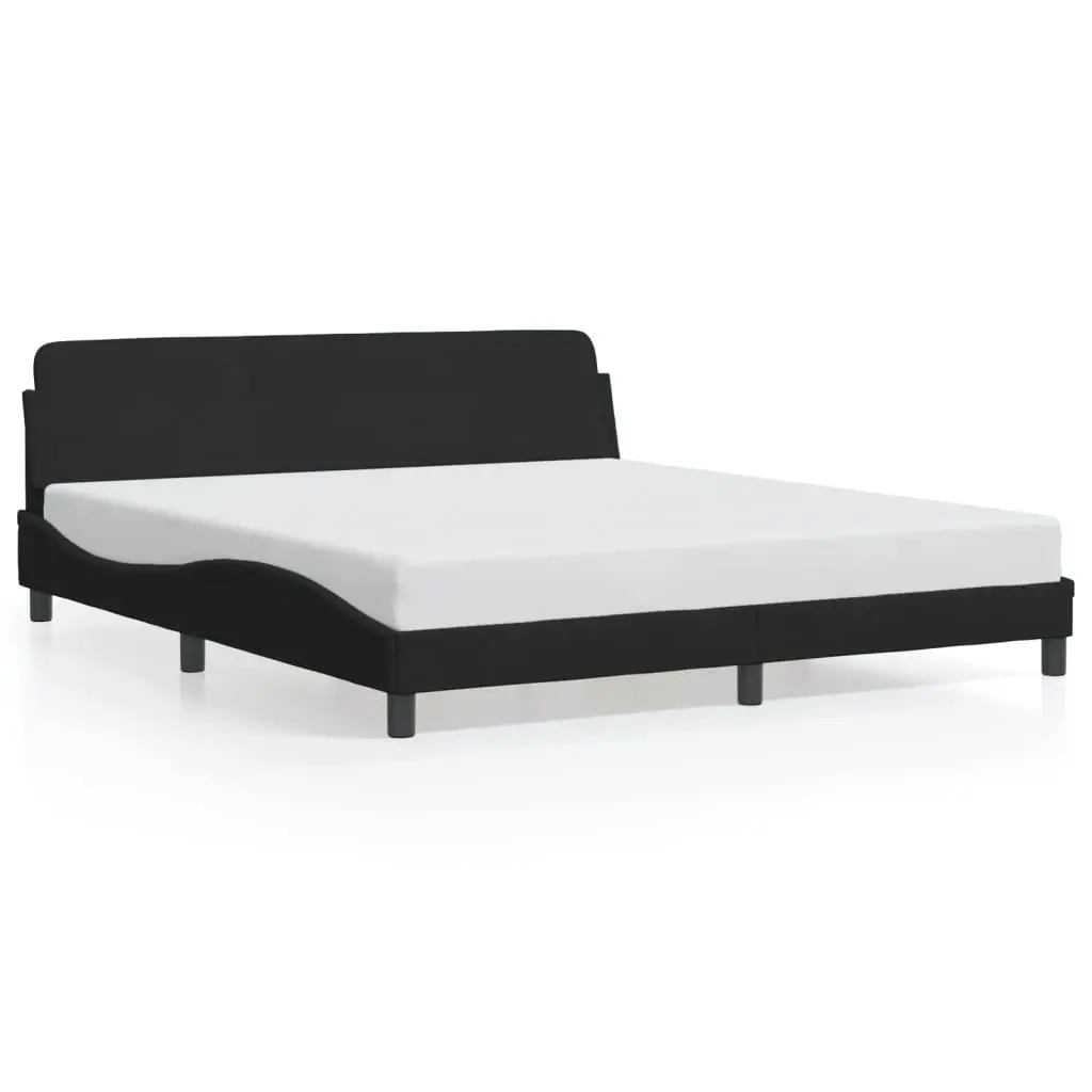 King Size Bed Frame with Black Velvet Headboard