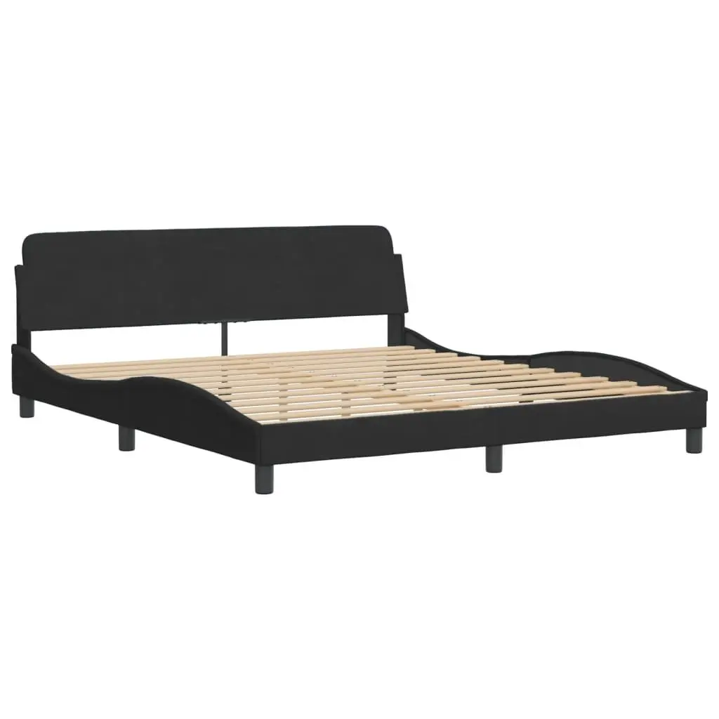 King Size Bed Frame with Black Velvet Headboard