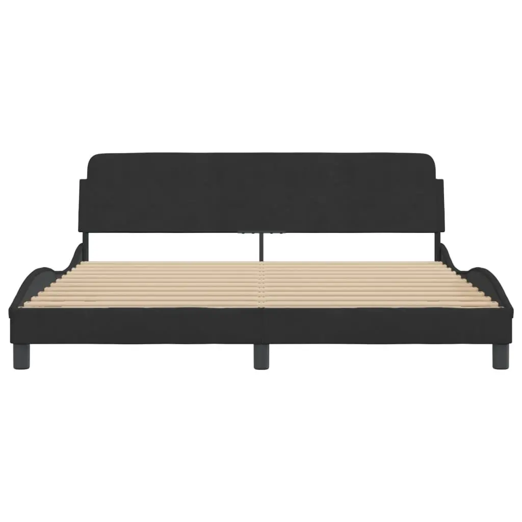 King Size Bed Frame with Black Velvet Headboard