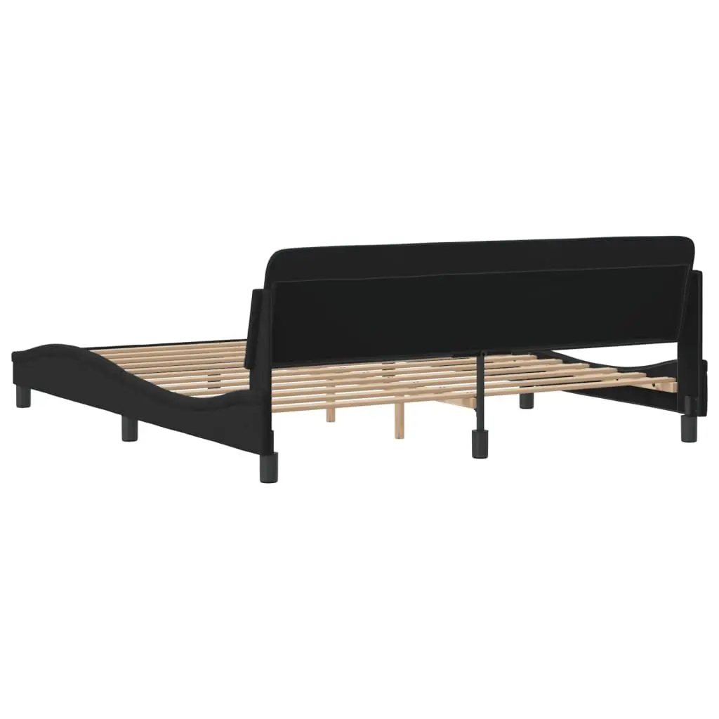 King Size Bed Frame with Black Velvet Headboard