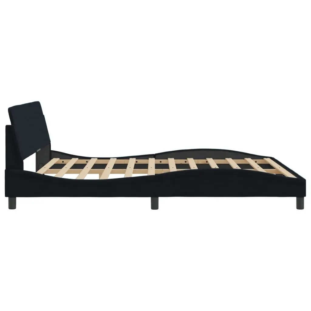 King Size Bed Frame with Black Velvet Headboard