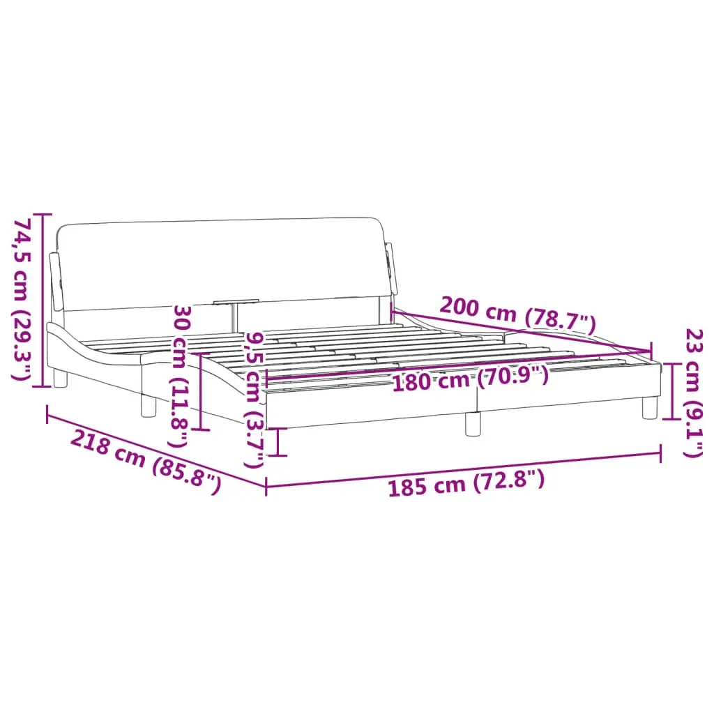 King Size Bed Frame with Black Velvet Headboard