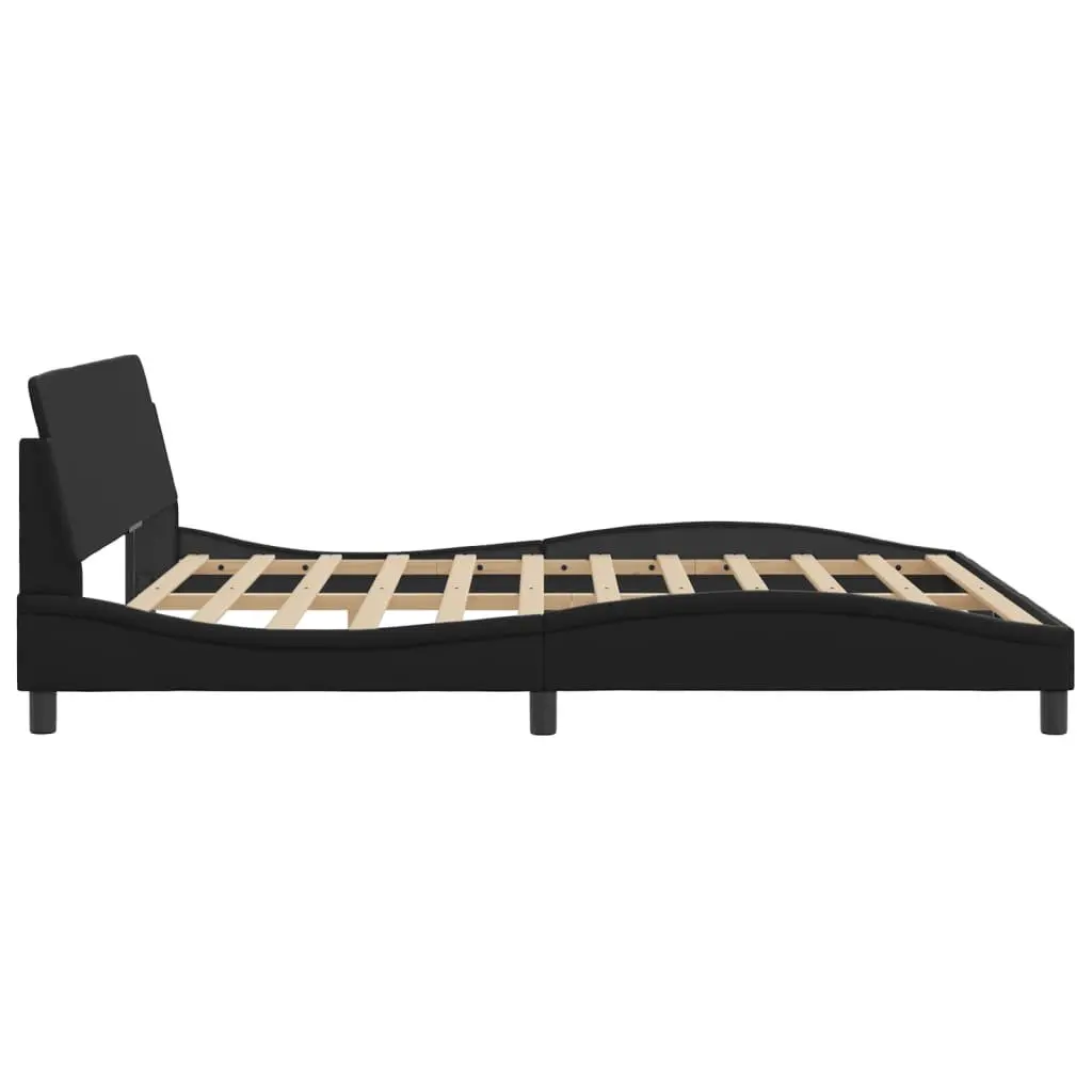 King Bed Frame with Headboard 180x200 cm in Black Faux Leather