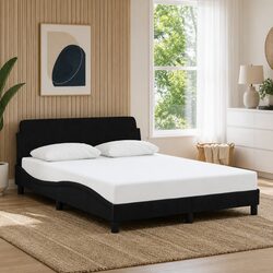 Black Velvet Double Bed Frame with Headboard 137x190 cm