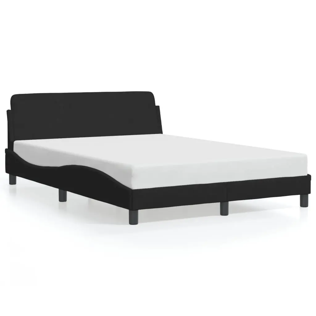 Black Velvet Double Bed Frame with Headboard 137x190 cm