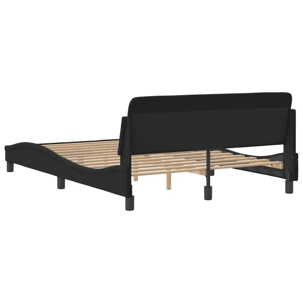 Black Velvet Double Bed Frame with Headboard 137x190 cm