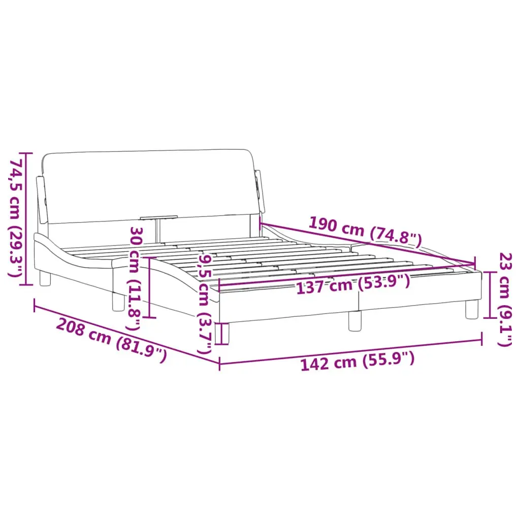 Double Bed Frame with Padded Headboard