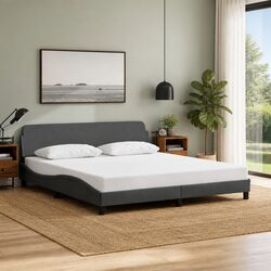 Modern Queen Bed Frame with Grey Fabric Headboard