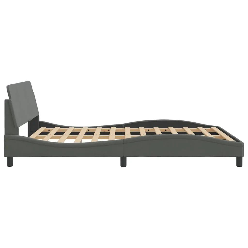 Queen Bed Frame Grey Fabric Upholstered Headboard 152 x 203 cm Sturdy Legs