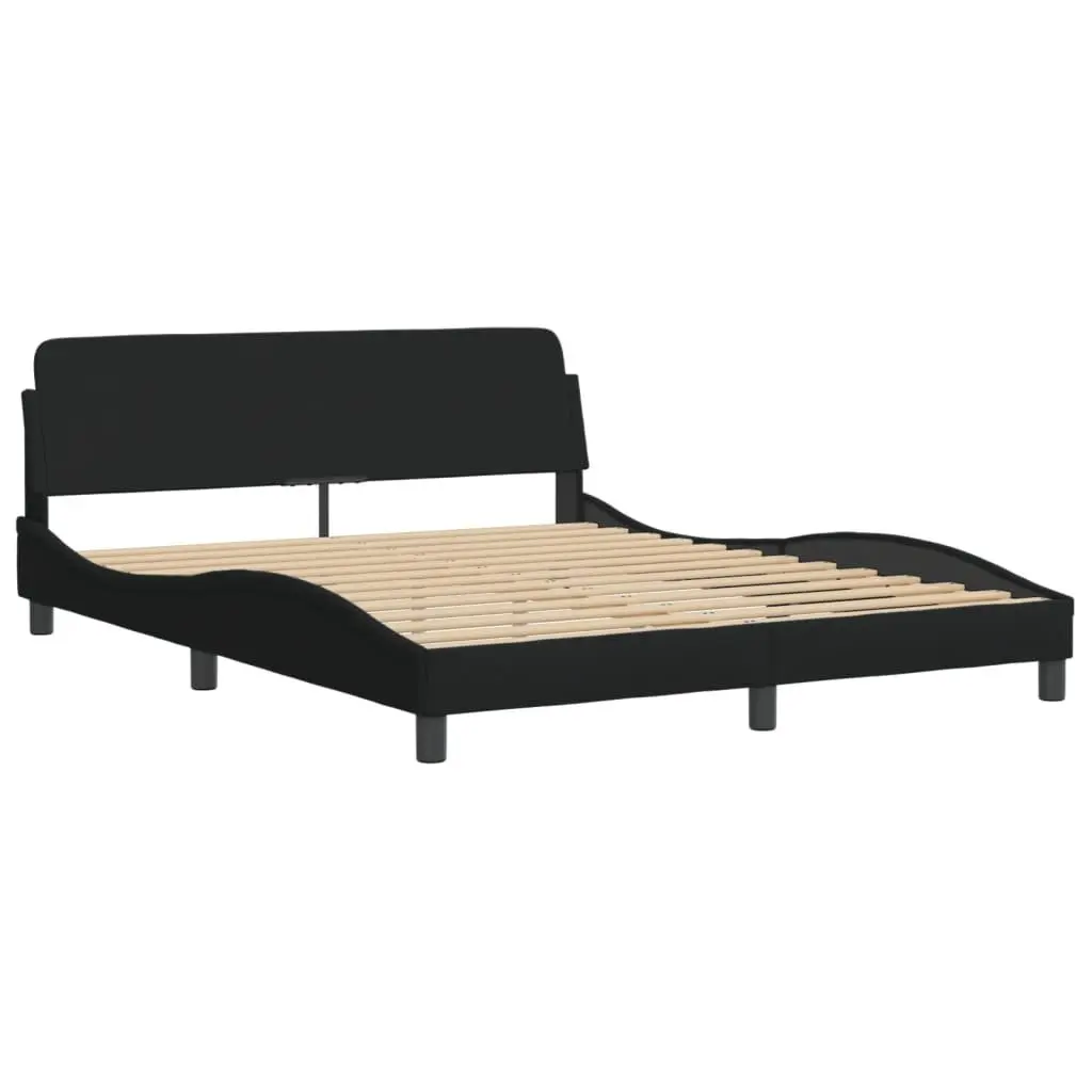 Queen Bed Frame Black Fabric Headboard 152x203cm Bedroom Furniture Upholstered