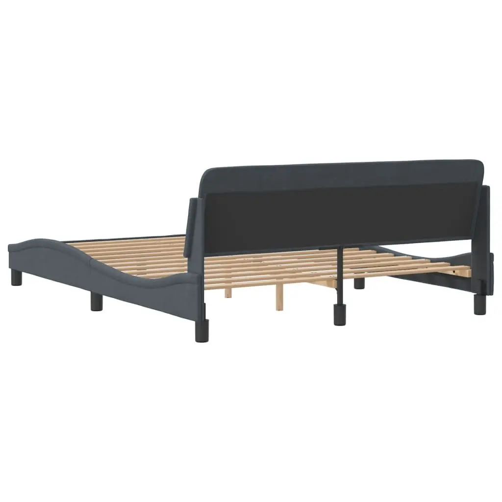 Velvet Upholstered Queen Bed Frame with Grey Headboard